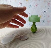 1:12 dollhouse mid-century modern style table lamp with tiered shade MCM retro style table lamp REF Green