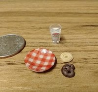 1:12 Dollhouse miniature glass of milk and cookies on ceramic plate for Santa REF Santa jacket