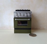 MADE TO ORDER 1:12 Dollhouse gas stove with  light up oven and four burners with suggested blue flames Non-refundable Deposit Payment