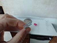 1:12 Dollhouse kitchen sink sponge holder with faux suction cup comes with one pink sponge Brush sold separately