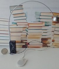 1:12 Dollhouse arc floor lamp with faux marble base Mid century modern inspired lamp Battery operated LED lamp on external wires REF Black base