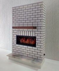 1:12 Dollhouse modern brick patterned fireplace with flickering insert slide switch battery opeated by two AAA batteries Free standing