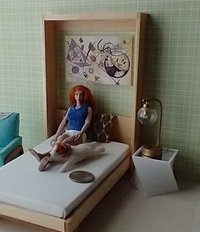 REERVED 1:12 Dollhouse miniature Murphy bed in solid hard maple Full/double fold-down bed Wall bed with shelving multi-function dolls bed