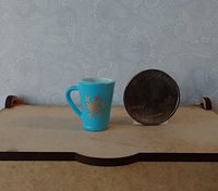 Play scale 1:6 or Barbie winter themed mug for 12-inch dolls REF Blue with snowflake & Snowman head