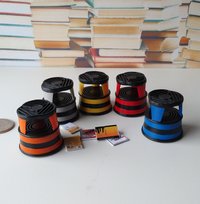 1:12 Dollhouse miniature round 2-step step stool inspired by Kik-step steel step stool REF Orange