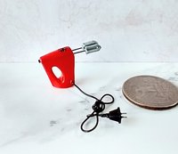 1:12 Dollhouse miniature hand mixer with power cord and plug REF Red