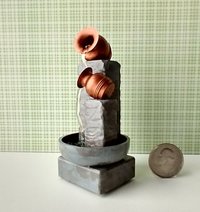 1:12 Dollhouse miniature lighted fountain in stone finish Battery lighted mini fountain for dollhouse garden or patio No external wires Pet not included