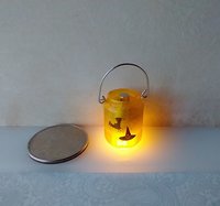 1:12 Dollhouse Halloween Mason jar inspired light DIY styled Halloween light Orange jar light with witch REF Blue witch n orange