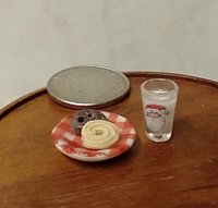 1:12 Dollhouse miniature glass of milk and cookies on ceramic plate for Santa REF Santa jacket