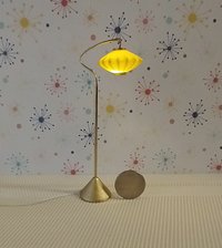 1:12 scale dollhouse mid-century style  cocoon floor lamp Inspired by a vintage Scandinavian design of the 50s Battery operated MCM lamp with external wires REF Curved post
