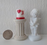 1:12 Dollhouse miniature LOVE candle sleeve or battery lighted candle holder REF XO & red heart balloon