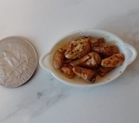 1:12 Dollhouse miniature grilled chicken wings in oval platter