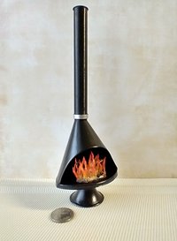RESERVED 1:12 Dollhouse miniature Mid century modern free standing fireplace MCM Black fireplace inspired by Malm fireplace Retro fireplace REF Black