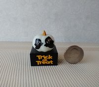 Battery lighted miniature Jack-o-Lantern Pumpkin light on black stand Halloween light for 1-inch scale or play scale REF White pumpkin