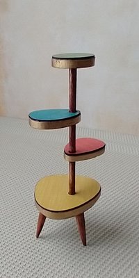 1:12 Dollhouse mid-century style plant stand Formica 4-tiered plant stand or display stand REF green top Plants n accessories NOT included