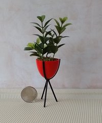 1:12 Dollhouse MCM style atomic bullet planter Miniature modern planter with tripod legs REF Tall red