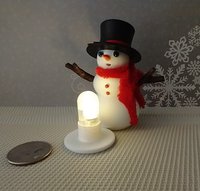 1:12 Dollhouse miniature light up snowman with removable hat Battery operated holiday decor REF Red scarf