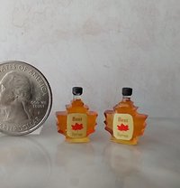 1:12 Dollhouse miniature maple syrup in maple leaf shaped bottle Dollhouse kitchen accessory Price is for ONE bottle REF Black lid