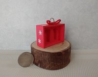 Play scale 1:6 or Barbie red gift box to hold two winter themed mugs with cream lids for 12-inch dolls REF 2-mug gift box Mugs NOT included