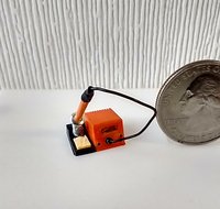 1:12 dollhouse miniature soldering iron with stand and faux digital display station (NON-working) REF Orange