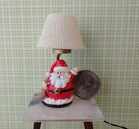 1:12 scale dollhouse miniature Santa Claus table lamp Battery operated holiday themed lamp on external wires