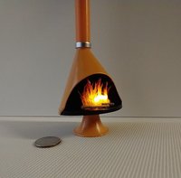 1:12 Dollhouse miniature Mid century modern free standing fireplace MCM orange fireplace inspired by Malm fireplace Retro fireplace REF orange