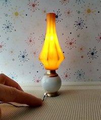RESERVED 1:12 scale dollhouse mid-century style  large floor lamp orange cocoon Battery operated MCM lamp with external wires REF Large cocoon