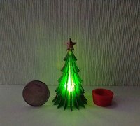 Dollhouse miniature light up Christmas tree Battery lighted Xmas tree with balloon LED bulb in a pot REF Green tree red pot