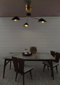 RESERVED 1:12 Dollhouse miniature mid-century modern curvilinear chandelier MCM 3-light ceiling light Battery operated LED miniature lamp