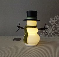 1:12 Dollhouse miniature light up snowman with removable hat Battery operated holiday decor REF Green scarf