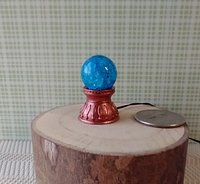 1-inch scale miniature light up crystal ball Battery operated lighted crystal sphere Halloween decor REF Copper finish stand