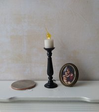 1:12 Dollhouse slender candlestick with flickering flame Battery operated light up candle battery operated candle REF Tallest