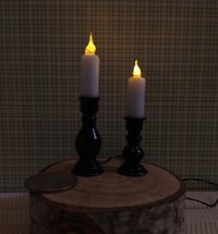 1:12 Dollhouse set of two floor candlestick holders with flickering flames Battery operated light up candles in a pair of candlestick holders