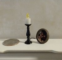 1:12 Dollhouse slender candlestick with flickering flame Battery operated light up candle battery operated candle REF Small