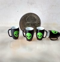 1:12 Dollhouse miniature alien mug Halloween mugs PRICE is for ONE REF Alien