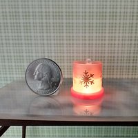1:12 Dollhouse miniature fall candle sleeve or battery lighted candle holder REF Golden and white snowflakes