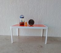 1:12 scale dollhouse patio ./ deck dining TABLE inspired by Richard Scultz's 1966 aluminum dining table REF Acrylic orange top