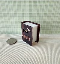 Mini leather bound book of spells Battery lighted Halloween spell book Halloween decor REF Thick brown leather