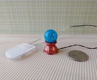 1-inch scale miniature light up crystal ball Battery operated lighted crystal sphere Halloween decor REF Copper finish stand