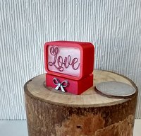 1:12 Dollhouse LOVE light box Battery operated Valentine's decor All-season lighted box No external wires REF Red box frame