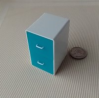 1:12 Dollhouse 2-drawer filing cabinet with rounded corners contemporary style for mini home office or craft room REF Turquoise filing