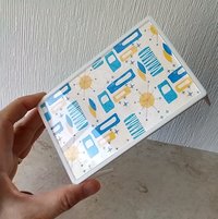 1:12 scale dollhouse patio / deck dining TABLE inspired by Richard Scultz's 1966 aluminum dining table REF clear top and MCM themed vinyl paper