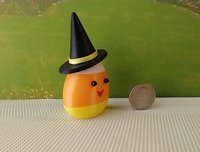 Dollhouse miniature lighted candy corn witch Battery operated Halloween decor for 1:12 or play scale REF Yellow hat trim B