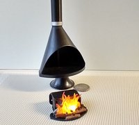 1:12 Dollhouse miniature Mid century modern free standing fireplace MCM Black fireplace inspired by Malm fireplace Retro fireplace REF Black