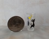 1:6 Play scale dollhouse miniature MCM themed tumbler with atomic cat and boomerang decals REF Clear