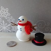 RESERVED 1:12 Dollhouse miniature light up snowman with removable hat Battery operated holiday decor