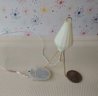 1:12 scale dollhouse mid-century modern tripod floor lamp Inspired by a vintage cocoon floor lamp Battery operated MCM lamp with external wires REF Mini tripod