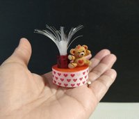 1:12 scale lighted fountain of love with slow color changing LED Battery operated miniature Valentine's light or table lamp for kids room