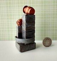 1:12 Dollhouse miniature lighted fountain in stone finish Battery lighted mini fountain for dollhouse garden or patio No external wires Pet not included