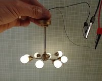 For Diana MADE TO ORDER For 12-volt wired dollhouse - 1:12 scale mid-century inspired space age orbit chandelier Atomic age MCM 8-light ceiling light